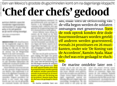 Uit de Volkskrant van vrijdag 18 december 2009